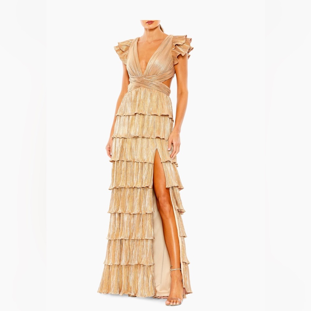 Mac Duggal gold dress